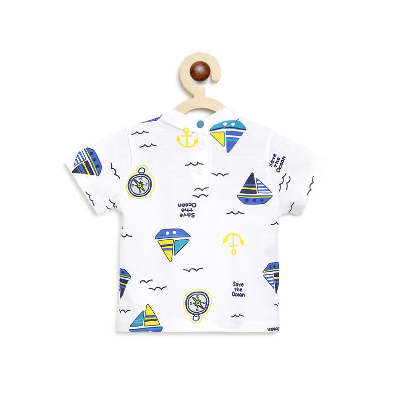 Boys White Short Sleeve Knitted T-Shirt image number null